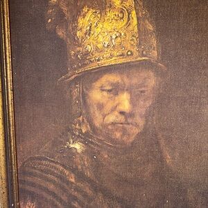 Vintage Warrior Portrait with Gold Helmet